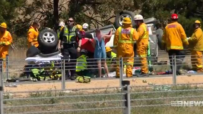 The crash in Gordon. Picture: Channel 9