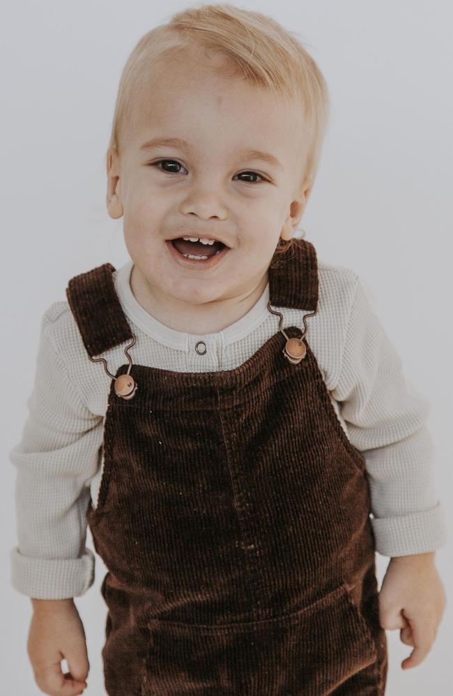 Ebony and Leroy’s favourite photo of Finn from before he went to hospital, showing his cheeky smile and deep brown eyes. Picture: Ebony Taylor