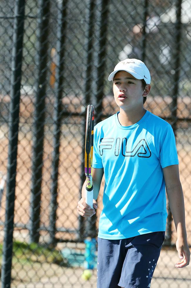 Action from the International Tennis Federation junior tournament at KDV on the Gold Coast. Picture: Tertius Pickard