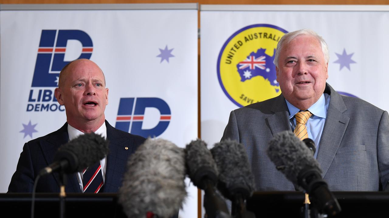 Campbell Newman and Clive Palmer say their new deal with “get Australia back on track”: Picture: Dan Peled