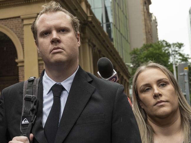 Kristian White leaving the exiting Supreme Court after a bail review following him being found guilty of the manslaughter of the 95-year-old great-grandmother. Picture: NewsWire/ Monique Harmer