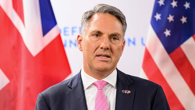 Australian Defence Minister Richard Marles at the AUKUS Defense Ministerial Meeting in Mountain View, California. Picture: AFP
