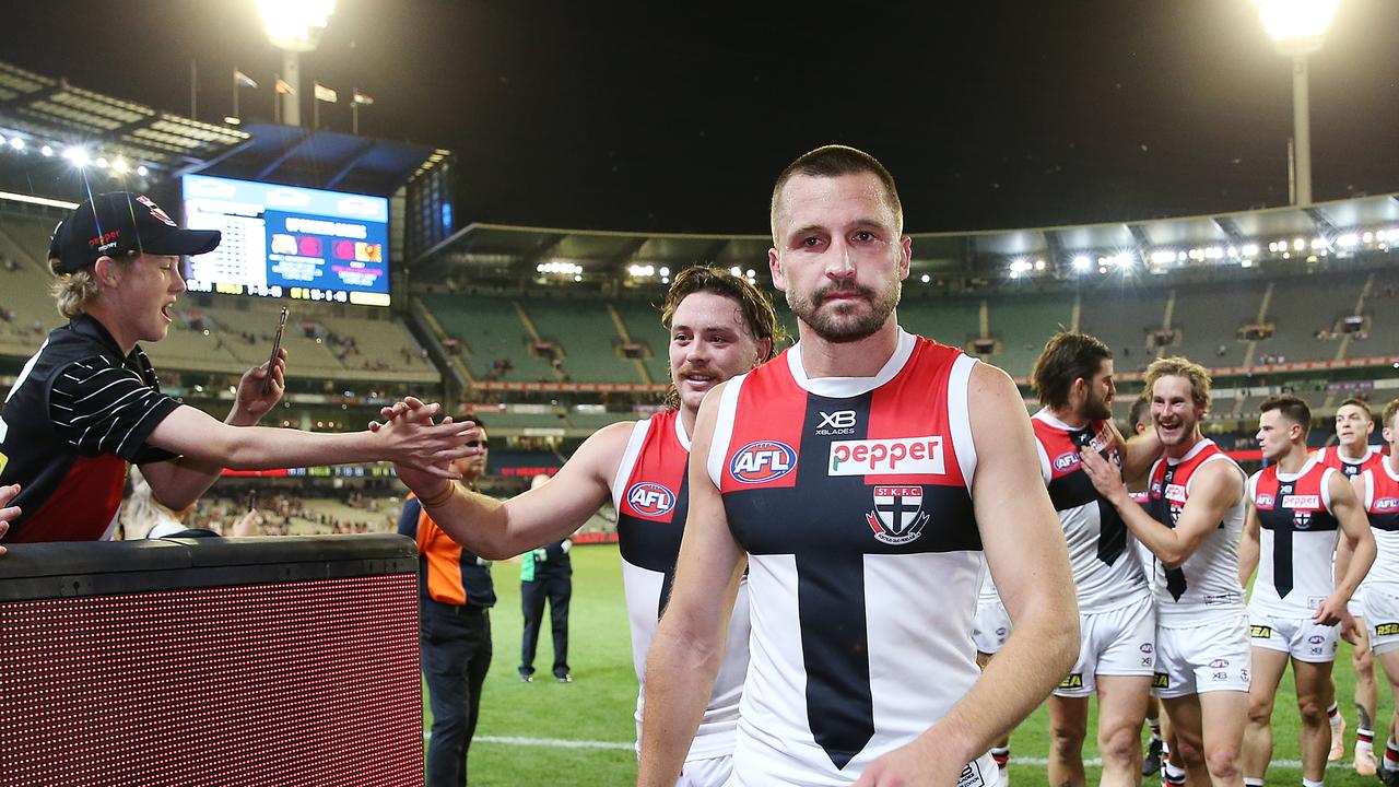 Daniel McKenzie will replace Jarryn Geary in St Kilda’s team. Picture: Michael Dodge/Getty Images. 