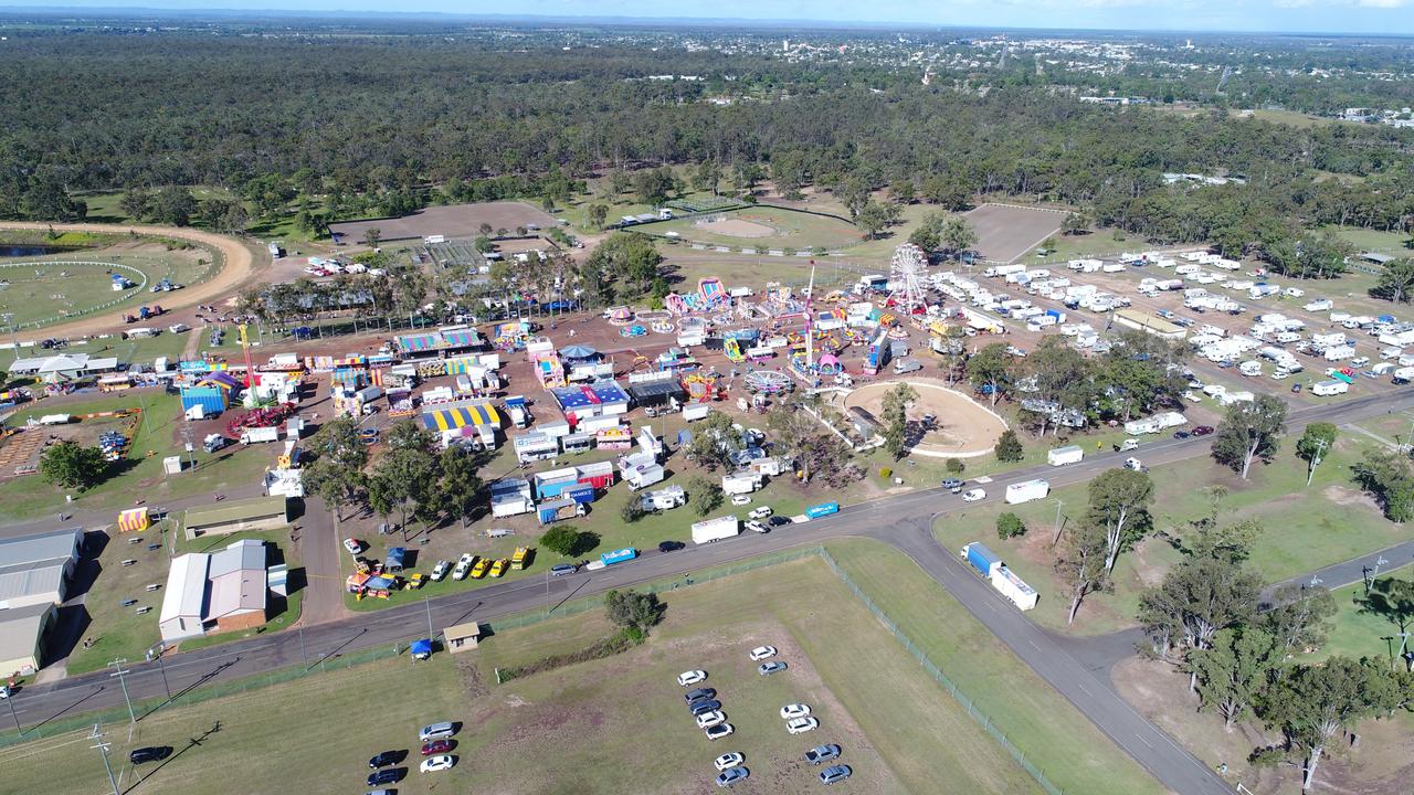 An aerial view of the Fraser Coast Ag Show for 2021 at the Maryborough Show Grounds. Photo: Stuart Fast