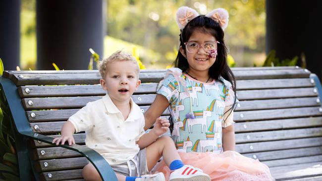 Faces of the Royal Children’s Hospital appeal, Arlo, 2, and Aru, 6. Picture: Mark Stewart