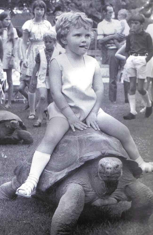 Tammy Biela, 4, takes her tortoise ride. Photo: The Advertiser