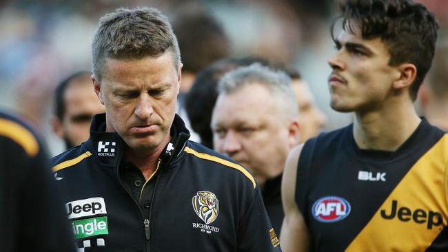 Damien Hardwick and the Tigers have struggled this year. Picture: Colleen Petch.