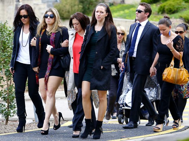 Friends of Morgan Huxley’s attend the funeral. Picture: Bradley Hunter