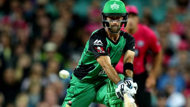 Glenn Maxwell plays a reverse sweep in the Stars’ recent clash against the Sydney Sixers. Picture: Gregg Porteous