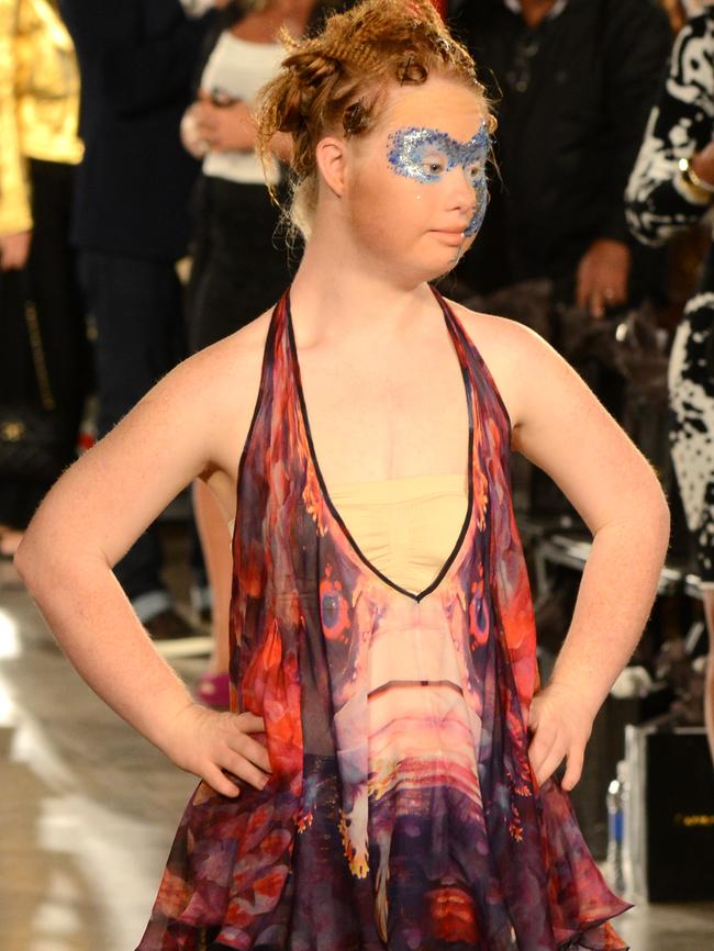 Madeline Stuart at New York Fashion Week. Pic Alex Towle