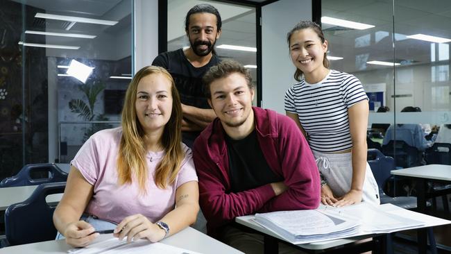 The number of international students choosing to study in Cairns has increased this year to near pre pandemic levels, and will only further increase with the reopening of China's borders. International students Radka Sustkova of the Czech Republic, Mohammed Al Yousef of Saudi Arabia, Michael Di Venti of Italy and Kotori Sugahara from Japan have all chosen to further their studies in Australia at the Cairns College of English and Business. Picture: Brendan Radke