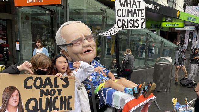 Protesters at the Sydney School Strike 4 Climate Rally at Town Hall in Sydney in May, 2021. Picture: NCA NewsWire / Jeremy Piper