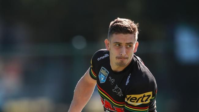 Kurt Falls partnered Nathan Cleary is schoolboys footy, and has signed a full-time deal with the Panthers for 2022. Picture: Panthers Digital.