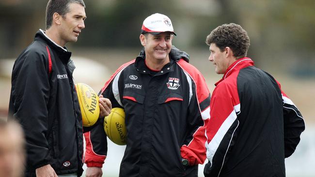 St Kilda coaches Stephen Silvagni, Ross Lyon and Leigh Tudor in 2009.