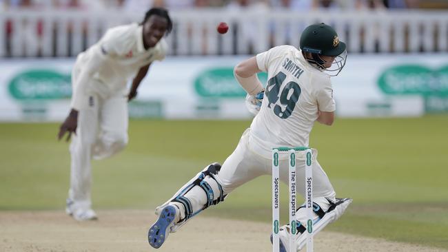 Steve Smith was knocked out by Jofra Archer at Lord’s in 2019. Picture: Tom Jenkins