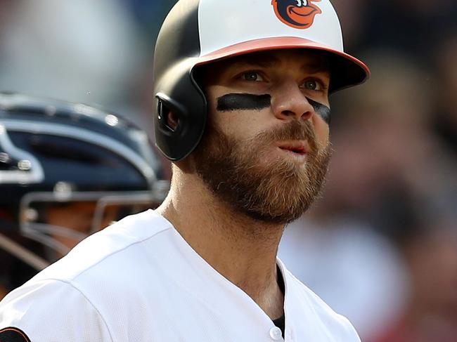 BALTIMORE, MARYLAND - APRIL 04: Chris Davis #19 of the Baltimore Orioles looks on after striking out against the New York Yankees at Oriole Park at Camden Yards on April 04, 2019 in Baltimore, Maryland.   Rob Carr/Getty Images/AFP == FOR NEWSPAPERS, INTERNET, TELCOS & TELEVISION USE ONLY ==