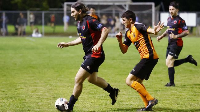 Leichhardt's Josh Mulla in the FQPL men's grand final match between the Leichhardt Lions and the Mareeba Bulls, held at Endeavour Park. Picture: Brendan Radke