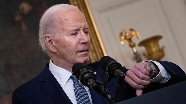 Mr Biden in the State Dining Room of the White House. Picture: AFP