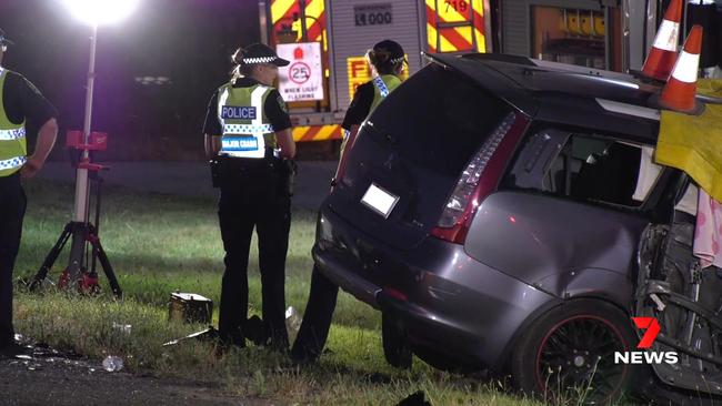 Police and emergency services on the scene of the fatal crash at Hindmarsh Valley. Picture: 7NEWS