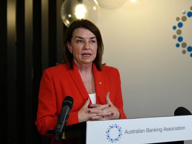 Australian Banking Association (ABA) CEO Anna Bligh speaks to the media during a press conference in Sydney, Monday, March 30, 2020. (AAP Image/Bianca De Marchi)