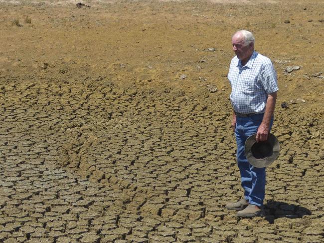 John Mowat, Stradbroke, has been in drought for over two years. Pictured at dam which has been dry for months.Picture: DANNIKA BONSER