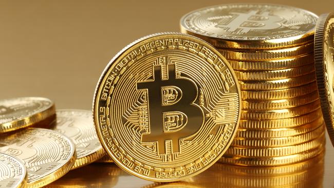 Tokyo,Japan-february 2,2018:Studio shot of golden Bitcoin ,Virtual currency.Close-up generic