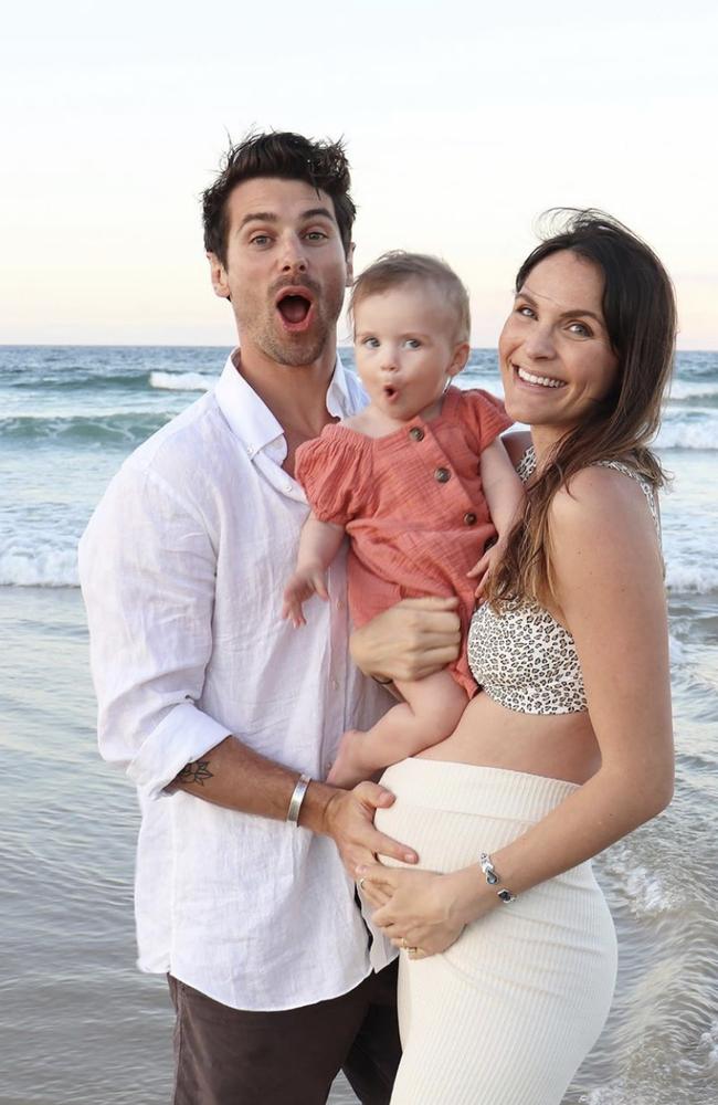 Family of four … Matty J and Laura Byrne, with daughter Marlie-Mae, announced they are pregnant with baby number two.