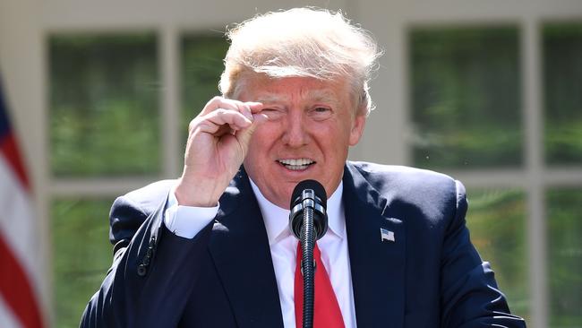 US President Donald Trump announcing his decision to withdraw the US from the Paris Climate Accords at the Rose Garden of the White House in Washington, DC in 2018. Picture: AFP