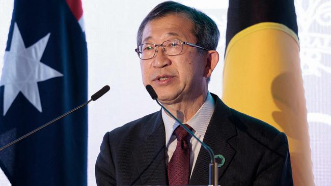 Tatsuya Terazawa speaks at the Sydney Energy Forum on July 12. Picture: Brook Mitchell/AFP