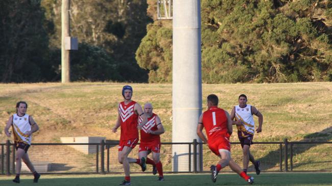 BAKER MAGNIFICENT: Lismore player Andrew Baker (1) showing the form that saw him boot 19 goals to help Swans defeated the Casino Lions by a leviathan 275 points and garner him the Best on Ground award at Oakes Oval on April 24, 2021. Photo: Alison Paterson