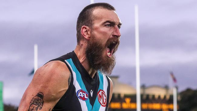 Charlie Dixon is acutely aware the Power faces a simple equation every time they step on the field. Picture: AFL Photos/Getty Images