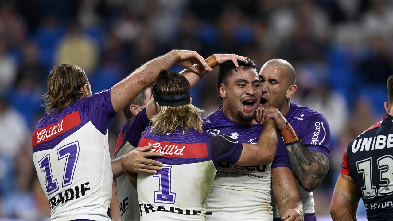 Roosters coach Trent Robinson was furious after an Eliesa Katoa try was confirmed despite a hint of a driver by Nelson Asofa-Solomona. Picture: NRL Imagery