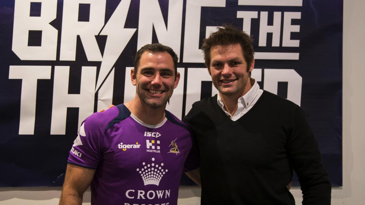 Melbourne Storm caption Cameron Smith and former All Black Richie McCaw