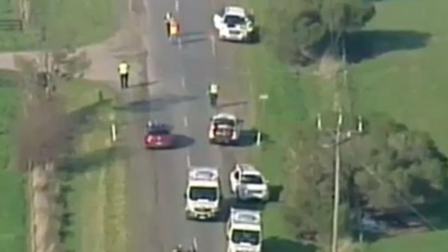 A cyclist has been killed in a road collision at Yannathan, southeast of Melbourne