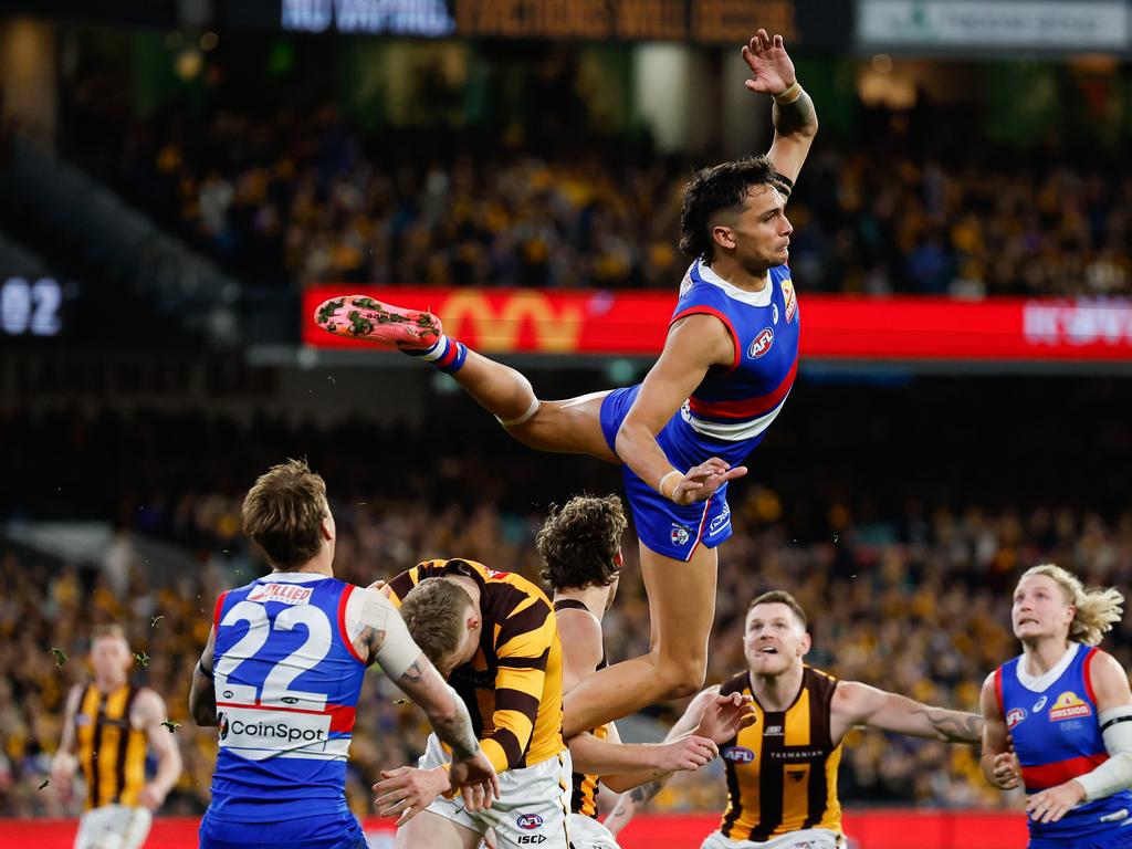 It wasn’t Jamarra Ugle-Hagan‘s night. Picture: Dylan Burns/AFL Photos