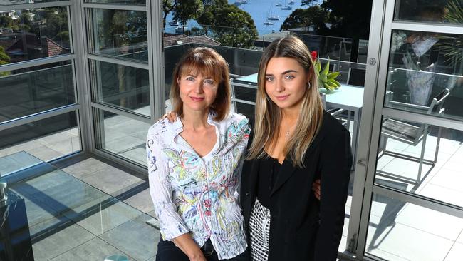 Joanna Laferla and daughter Yvette at their home in Mosman. The family is selling their luxury home now before the market gets busier. Picture: John Feder