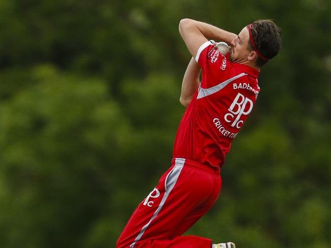 Rhys Elmi bowling for Baden Powell.