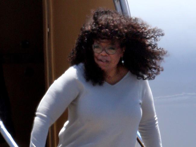Oprah arrives at Adelaide Airport in her private jet. Picture: Dylan Coker