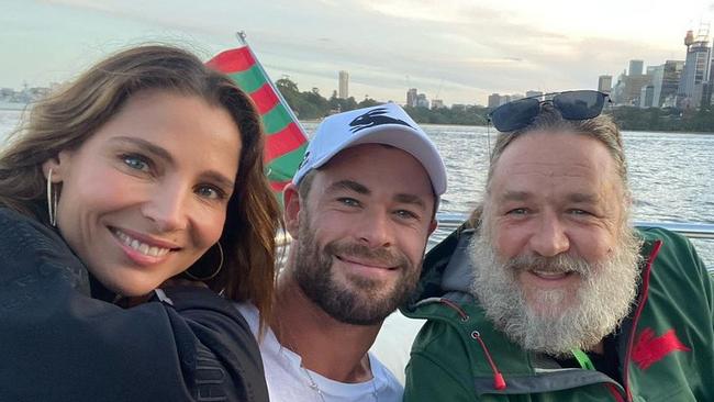 Elsa Pataky, pictured with husband Chris Hemsworth and Crowe, is expected to make a cameo in Poker Face. Picture: Instagram