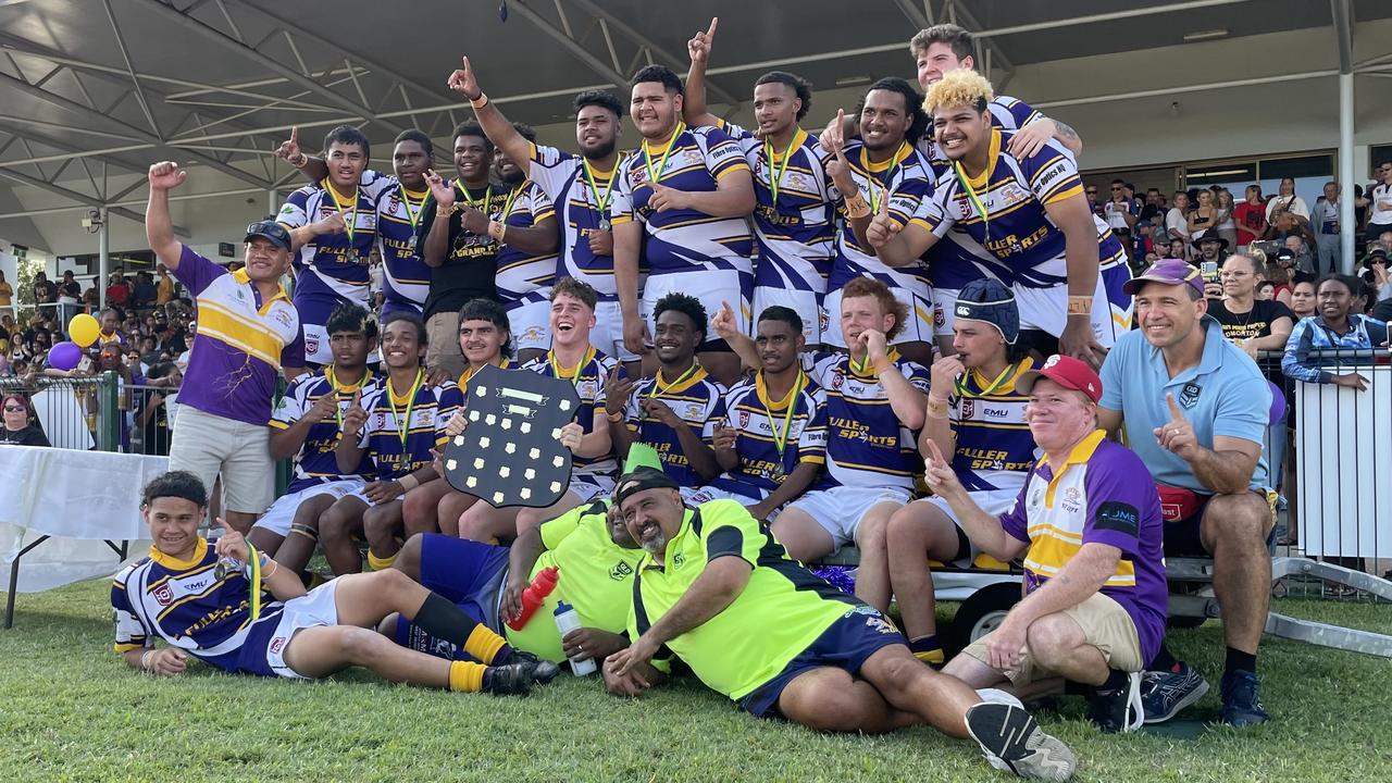 Edmonton Storm celebrate winning the 2021 under-18s CDRL grand final.