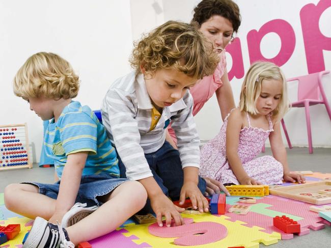 Generic image of a teacher playing with pre-school youngsters at a Child Care Centre. Picture: Thinkstock