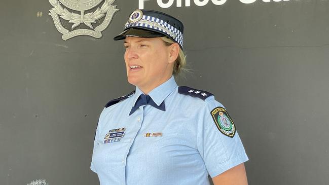 NSW Police Senior Sergeant Amanda Crouch speaking about the crash. Picture: Matt Gazy