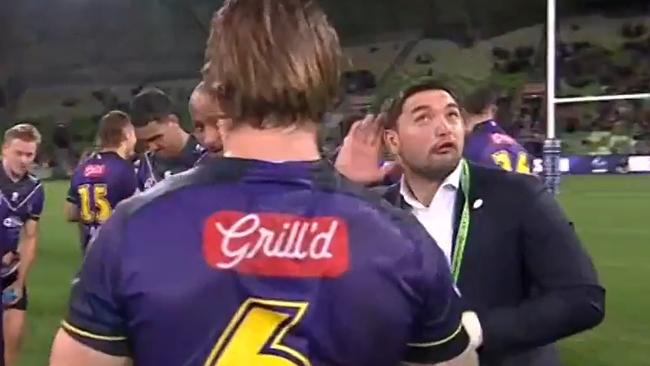 Brandon Smith mocks Latrell Mitchell on Channel 9. Photo: 9Now.