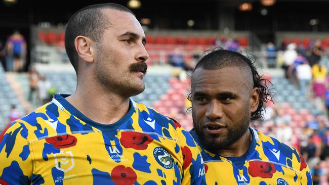 Eels props Reagan Campbell-Gillard and Junior Paulo. Picture: NRL Imagery