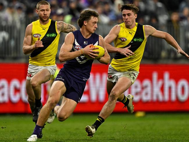 Jye Amiss and the Fremantle forwards were too good for Richmond. Picture: Daniel Carson/AFL Photos