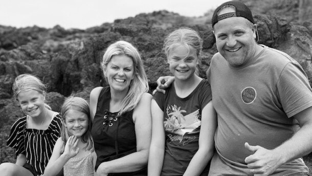 Adam Heath with his wife Lucinda and three girls Jasmine, 12, Kelerah, 12, and Madison, 9. Picture: Supplied