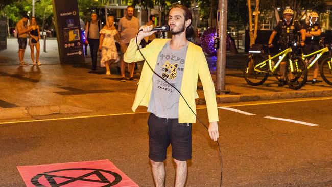 Herbert at a protest in Brisbane. Picture: Richard Walker