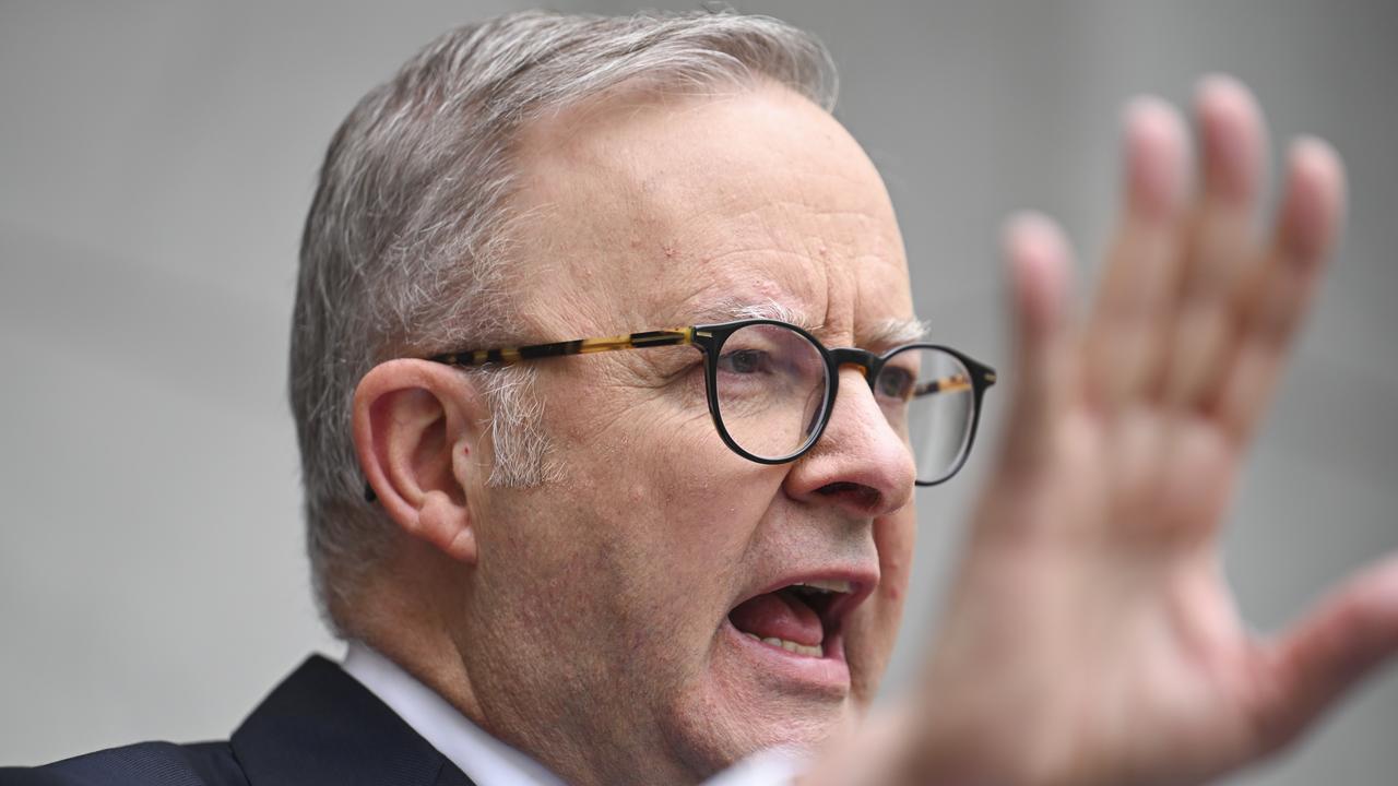 Prime Minister Anthony Albanese has shut down a reporter after getting asked about his government’s controversial migration reforms rushed through parliament overnight. Picture: NewsWire / Martin Ollman