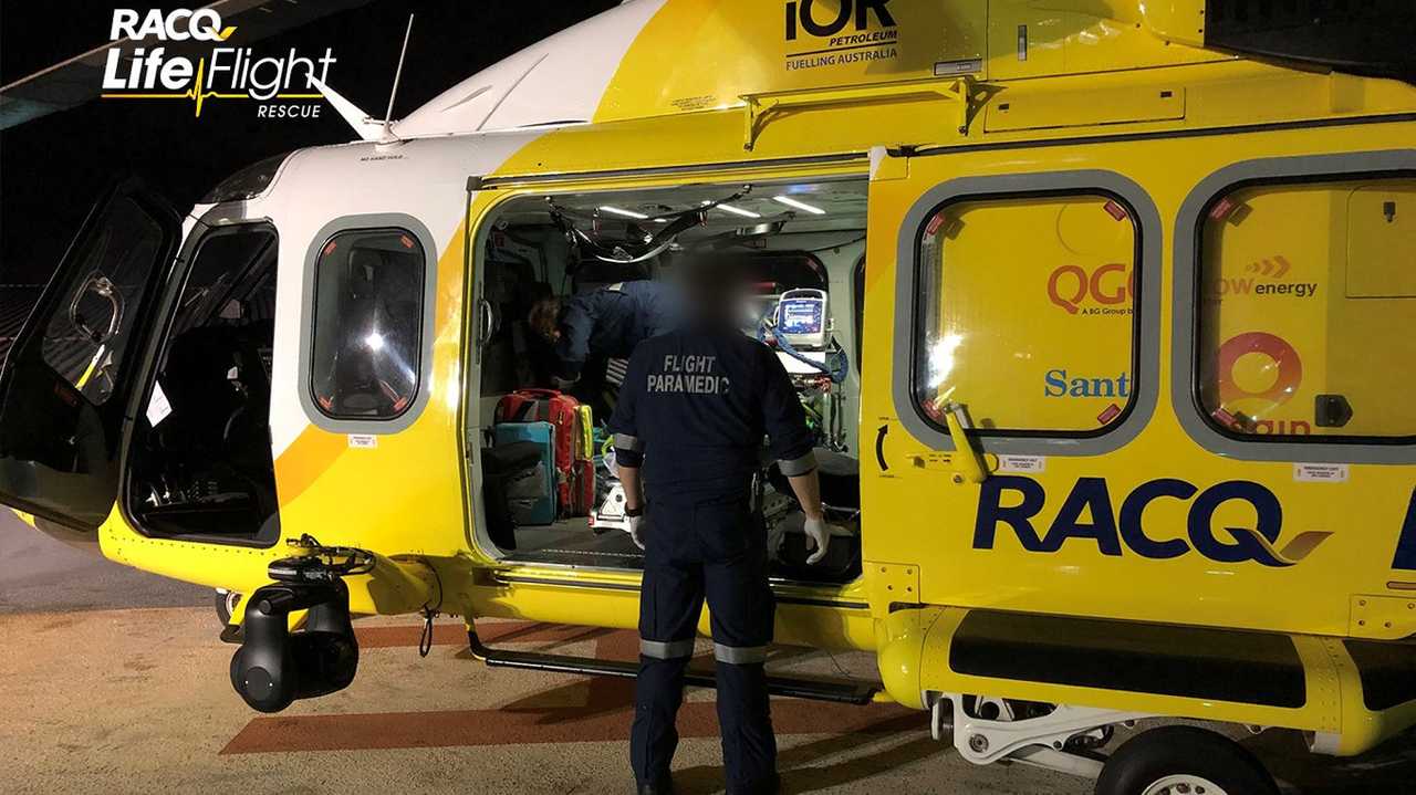 A teenager sustained fractures to both his arms after he was hit by a car on the Warrego Highway near Oakey yesterday evening. Picture: LifeFlight