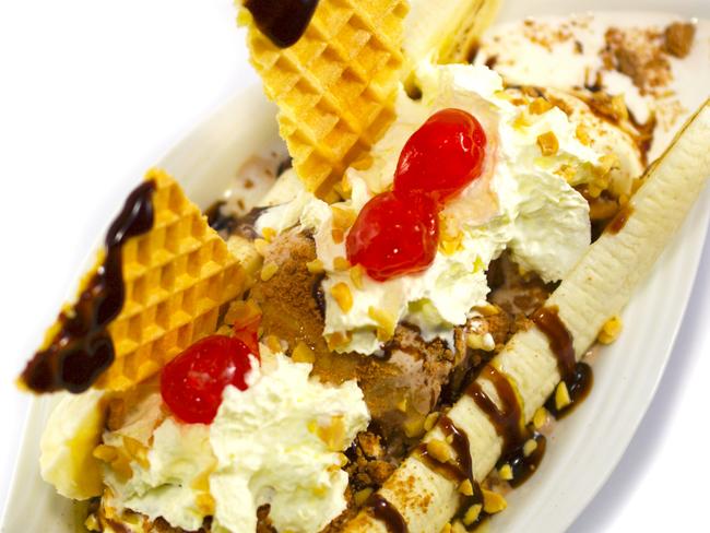 Lickits Frozen Custard’s banana split with frozen custard